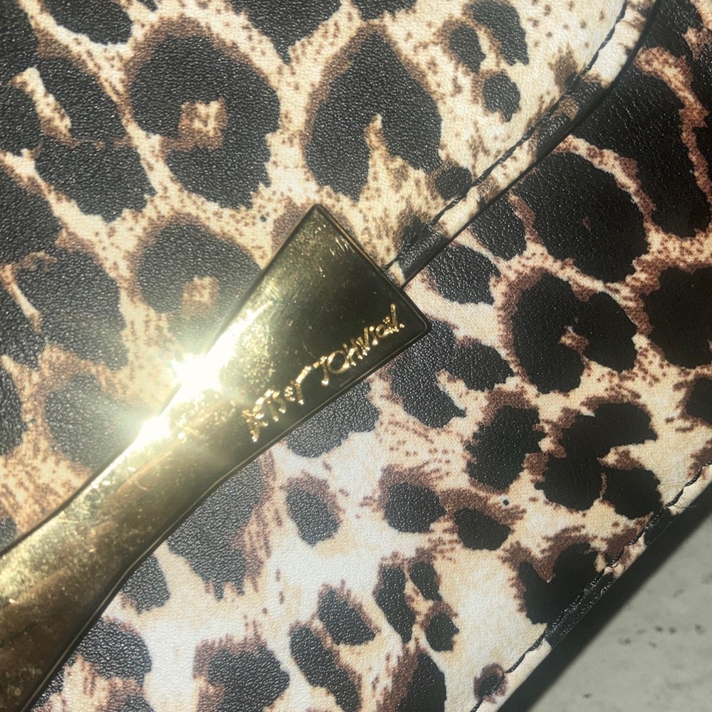 Betsy Johnson Leopard Print Satchel with Red Top Handle - Picture 8 of 9